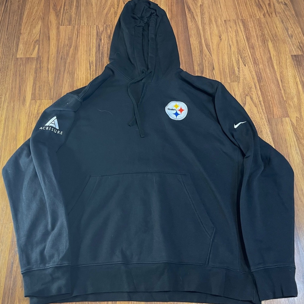 Nike Pittsburgh Steelers Hoodie Mens XL Black Acrisure Logo NFL Pullover Cotton